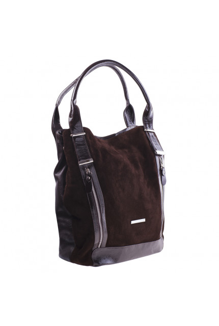 Сумка Alessandro Birutti 4002 коричневая замша+нап