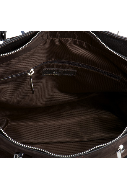 Сумка Alessandro Birutti 4004 коричневая замша+кор