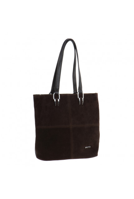 Сумка Alessandro Birutti 4004 коричневая замша+кор