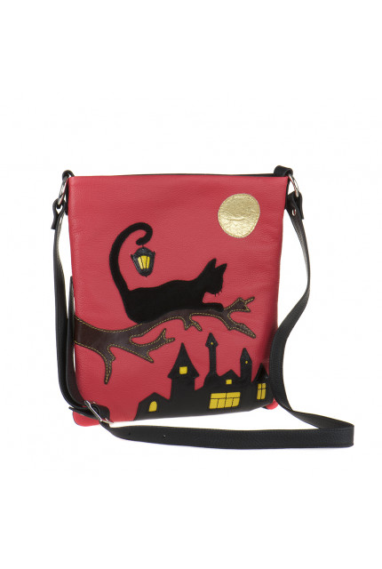 Сумка Alessandro Birutti 44 красно-черная Кошка де