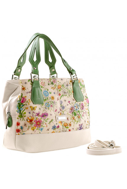 Сумка Alessandro Birutti 850-беж-луг-зел-ручки
