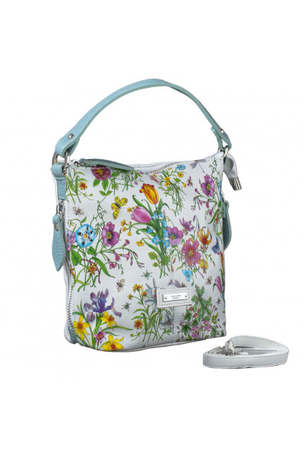 Сумка Alessandro Birutti 864-белый-луг-голубые-руч