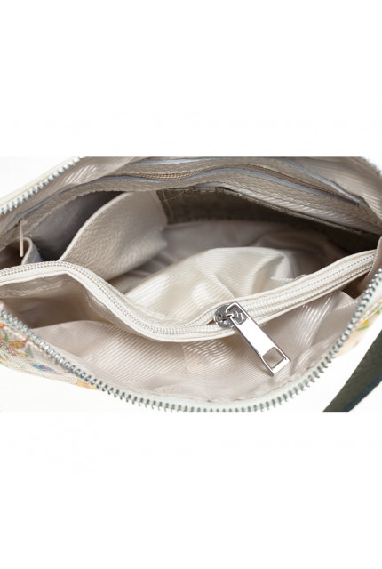 Сумка Alessandro Birutti 864 беж луг зеленые ручки