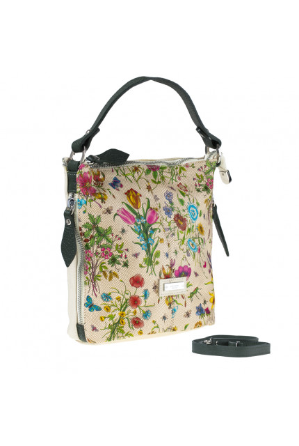 Сумка Alessandro Birutti 864 беж луг зеленые ручки