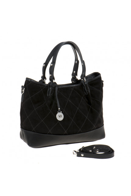 Сумка Alessandro Birutti 868 черная стеганая замша