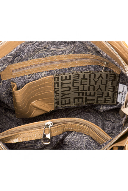 Сумка Alessandro Birutti 955-светло-бежевый-кроко+