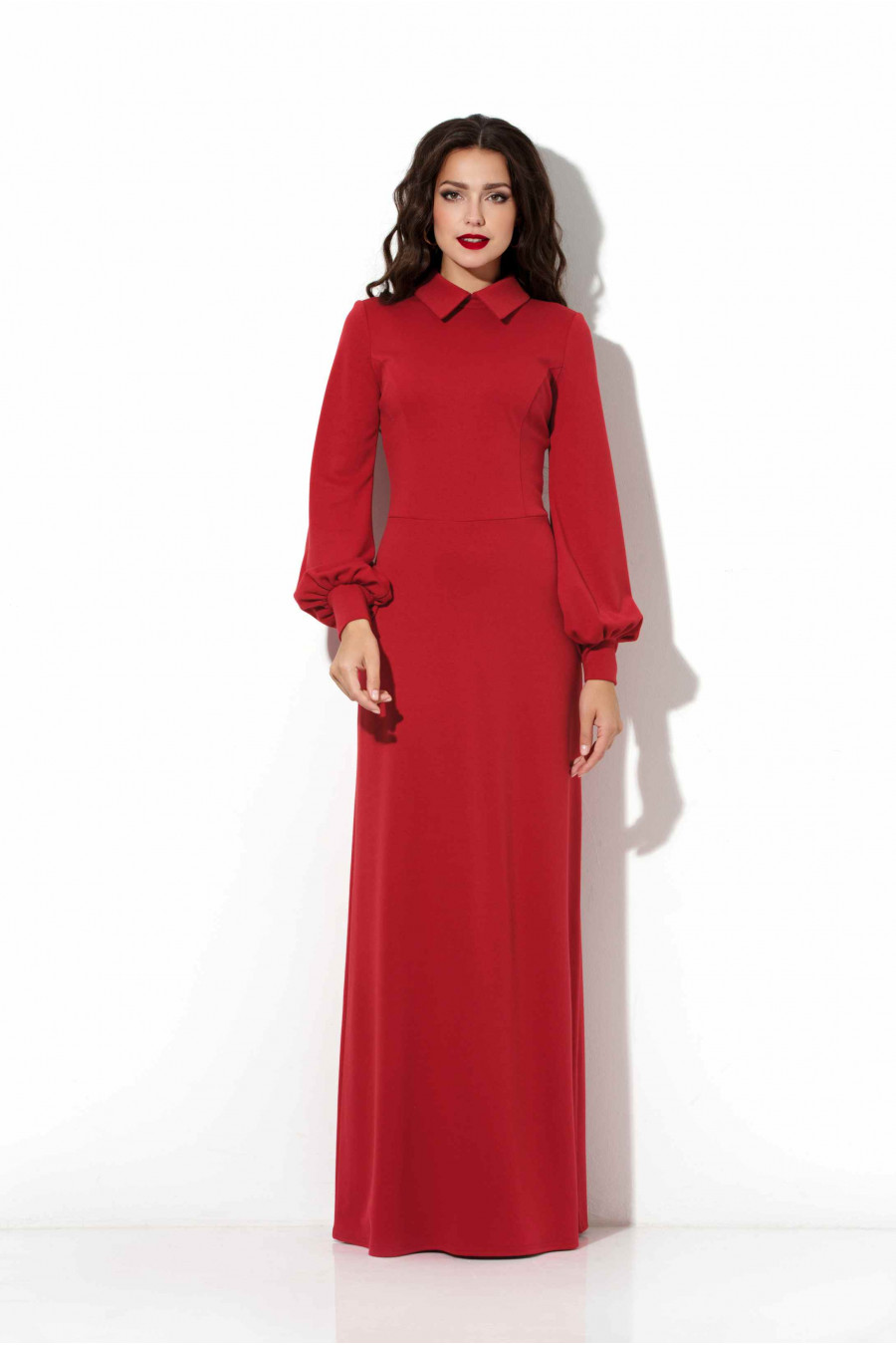 Платье длинное с длинным рукавом вечерние красные