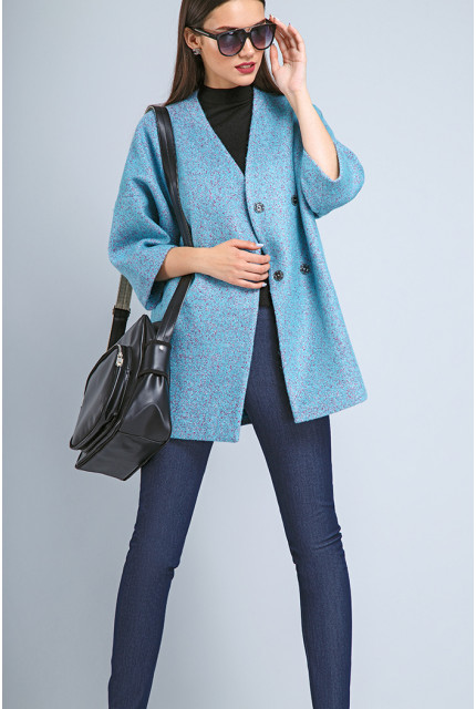 Пальто LaVela L7069-голубой