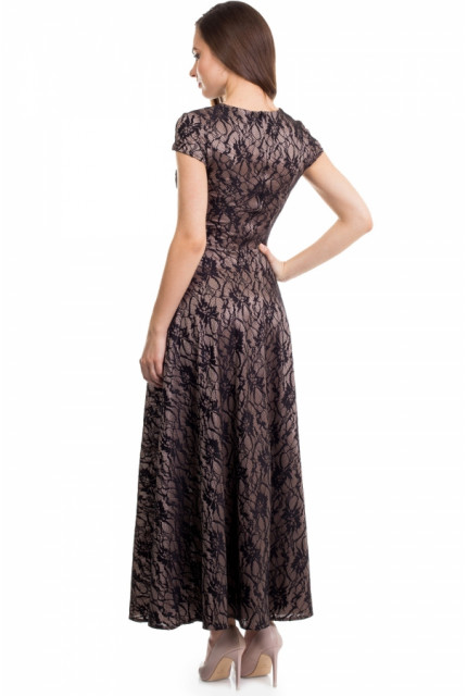 Платье La Via Estelar 10639-черно-бежевый