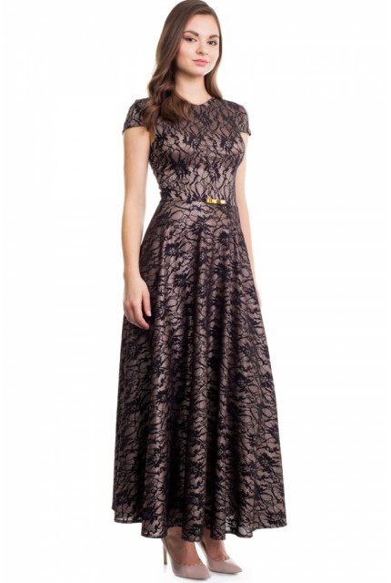 Платье La Via Estelar 10639-черно-бежевый