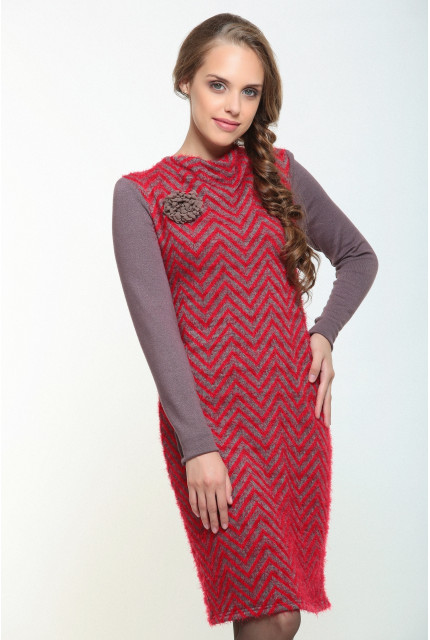 Платье Bravissimo 162559-серо-красный