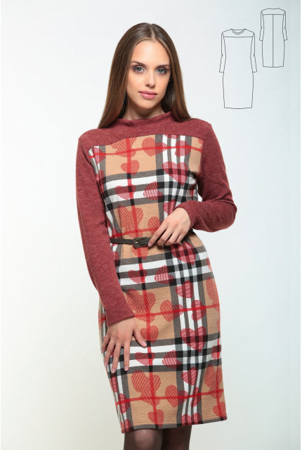 Платье Bravissimo 162560-бежевый в клетку