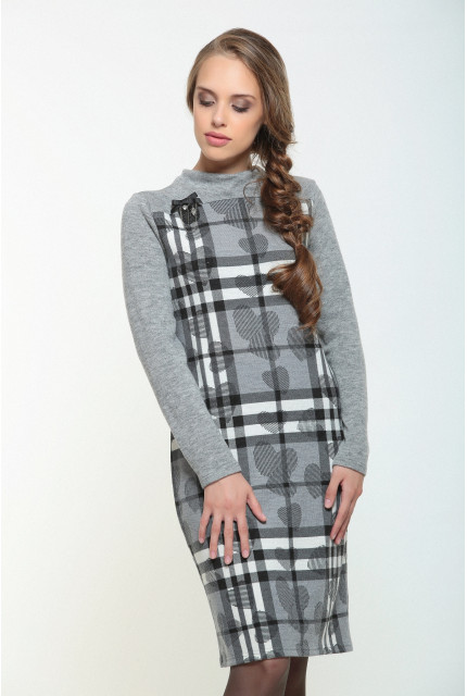 Платье Bravissimo 162560-серый в клетку