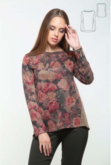 Джемпер Bravissimo 162954-бордовый принт